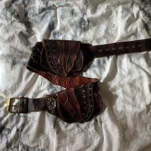 Burning man style utility belt brown leather